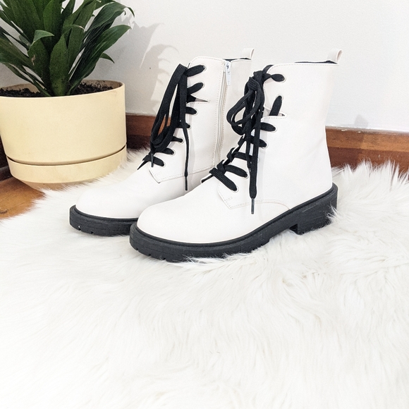 steve madden white combat boots